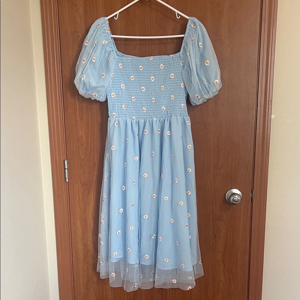 SHEIN Blue Floral Midi Dress